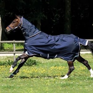 Rambo Duo Turnout 84” Navy/Tan 100g Blanket + 100g Hood + 300g Liner